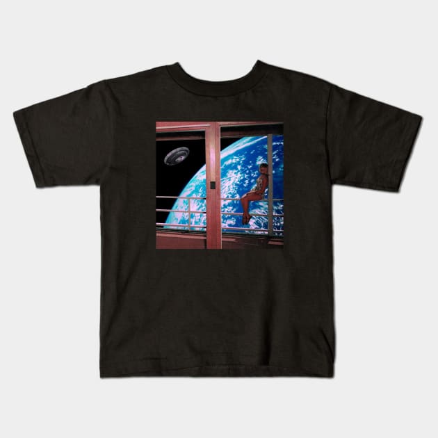 Stations - Space Aesthetic Collage, Retro Futurism Kids T-Shirt by jessgaspar